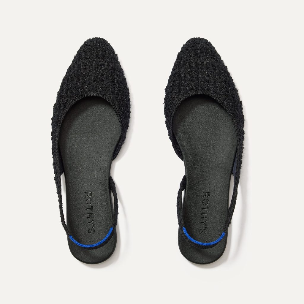 The Almond Slingback - Black Boucl??